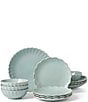 Color:Ice Blue - Image 1 - French Perle Collection Scalloped 12-Piece Dinnerware Set