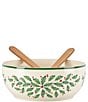 Lenox Holiday Holly Salad Bowl with Wooden Spoons - Image 2