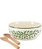 Lenox Holiday Holly Salad Bowl with Wooden Spoons - Image 1
