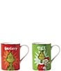 Oneida Lenox Merry Grinchmas Naughty & Nice Novelty Mugs, Set of 2, Color:Ivory - Image 1