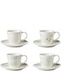 Color:White - Image 1 - Oyster Bay Collection Espresso Cup and Saucer 8-Piece Set