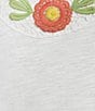Color:White/Patina - Image 4 - Cotton Slub Knit Crochet Trim Crew Neck Short Sleeve Top