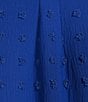 Color:Blue Saga - Image 4 - Dot Jacquard Woven Split V-Neck Short Flutter Sleeve Top