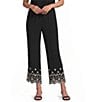 Leo & Nicole Embroidered Scalloped Hem Pull-On Pants - Image 1