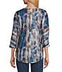 Leo & Nicole Hacci Knit Marble Effect Print Crew Neck 3/4 Dolman Sleeve Top, Color:Marble Effect - Image 2