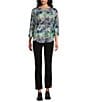 Leo & Nicole Hacci Knit Perfect Sketch Print Crew Neck 3/4 Dolman Sleeve Top, Color:Perfect Sketch - Image 3