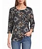 Leo & Nicole Hacci Textured Glass 3/4 Dolman Sleeve Top - Image 1