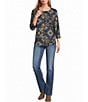 Leo & Nicole Hacci Textured Glass 3/4 Dolman Sleeve Top - Image 3