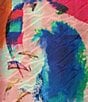 Color:Hibiscus Wonder - Image 4 - Hibiscus Wonder Print Placement Textured Knit Boat Neck 3/4 Dolman Sleeve Top