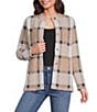 Leo & Nicole Knit Plaid Mandarin Long Sleeve Snap Front Jacket - Image 6