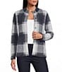 Leo & Nicole Knit Plaid Mandarin Long Sleeve Snap Front Jacket - Image 1