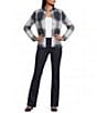 Leo & Nicole Knit Plaid Mandarin Long Sleeve Snap Front Jacket - Image 3