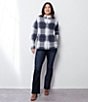 Leo & Nicole Knit Plaid Mandarin Long Sleeve Snap Front Jacket - Image 5