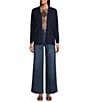 Leo & Nicole Petite Size Shawl Collar Long Sleeve Open-Front Cardigan, Color:Navy Night - Image 3