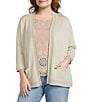 Leo & Nicole Plus Size 3/4 Sleeve Open-Front Sweater Cardigan - Image 5