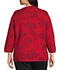 Leo & Nicole Plus Size Envelope Neck Long Sleeve Allover Rose Jacquard Sweater - Image 6