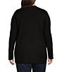 Leo & Nicole Plus Size Long Sleeve Open Front Rib Vertical Rib Sweater Cardigan, Color:Jet Black - Image 2