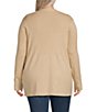 Leo & Nicole Plus Size Long Sleeve Open Front Rib Vertical Rib Sweater Cardigan, Color:Sunlit Sand - Image 2