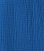Color:Just Blue - Image 4 - Plus Size Square Neck Short Tie Sleeve Crinkle Gauze Top
