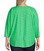 Color:Irish Green - Image 2 - Plus Size Textured Knit Crew Neck 3/4 Dolman Sleeve Hi-Low Top