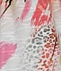 Color:Floral Works Pink - Image 6 - Textured Knit Printed V-Neck Short Roll-Tab Sleeve Top