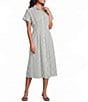 Leslie Fay Poplin Cinched Waist Button Down Midi Shirt Dress - Image 1