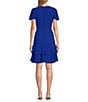 Color:Royal - Image 2 - Short Flutter Sleeve V-Neck Cascade Ruffle Skirt Tie Waist Faux Wrap Dress