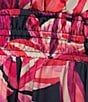 Color:Navy/Fuchsia - Image 3 - Short Sleeve Split Round Neck Smocked Waist Printed Midi Dress