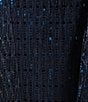 Color:Navy - Image 3 - Sleeveless Double Keyhole Crew Neck Sequin Shirt Dress