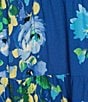 Color:Cobalt/Multi - Image 3 - Sleeveless Sweetheart Neck Princess Tier Floral Midi Dress