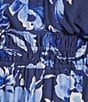 Leslie Fay Split V-Neck Short Sleeve Floral Print Maxi Dress, Color:Navy/Blue - Image 3