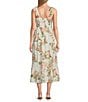 Leslie Fay Square Neck Sleeveless Tie Strap Flounce Skirt Midi Dress, Color:Coral/White - Image 2