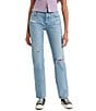 Color:Lane Change - Image 1 - Levi's® 501 High Rise Distressed Straight Jeans