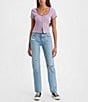 Color:Lane Change - Image 4 - Levi's® 501 High Rise Distressed Straight Jeans