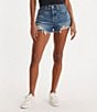 Color:Darn It Now - Image 1 - Levi's® 501 Original High Rise Distressed Hem Cut Off Shorts