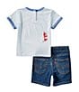 Color:Niagara - Image 2 - Levi's® Baby Boys 12-24 Months Short Sleeve Cookout T-Shirt & Denim Shorts Set
