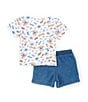 Color:Bright White - Image 2 - Levi's® Baby Boys 12-24 Months Short Sleeve Surfing Doodle Jersey T-Shirt & Solid French Terry Shorts Set