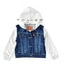 Color:Deep Blue - Image 1 - Levi's® Baby Boys 3-24 Months Hooded Trucker Jacket