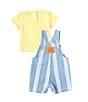 Color:Blue - Image 2 - Levi's® Baby Boys 3-9 Months Sleeveless Striped Woven Shortall & Short Sleeve Jersey T-Shirt Set
