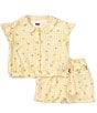 Color:Golden - Image 1 - Levi's® Baby Girls 12-24 Months Short Sleeve Gingham Blouse & Matching Gingham Shorts Set