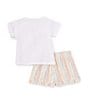Color:Bright White - Image 2 - Levi's® Baby Girls 12-24 Months Short Sleeve Seashell/Rainbow Graphic Jersey T-Shirt & Striped Linen-Blend Shorts Set