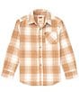 Color:Iced Coffee - Image 1 - Levi's® Big Boys 8-20 Long Sleeve Plaid Flannel Shirt