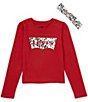 Color:Chili Pepper - Image 1 - Levi's® Big Girls 7-16 Long Sleeve Leopard-Printed-Batwing T-Shirt