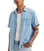 Color:Franklin Stone Wash - Image 1 - Levi's® Classic-Fit Short Sleeve Chambray Woven Shirt