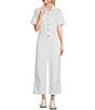 Color:Serenity Now - Image 1 - Levi's® Heritage Short Sleeve Button Down Straight Leg Jumpsuit