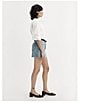 Levi's Levi's® Icon Mid Rise Raw Hem Denim Micro Mini Skirt, Color:Blue - Image 6