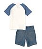 Color:Cloud D - Image 3 - Levi's® Little Boys 2T-7 Short Sleeve Bear Raglan T-Shirt & Shorts Set