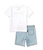Color:Bright - Image 2 - Levi's® Little Boys 2T-7 Short Sleeve Beach Logo T-Shirt & Shorts Set