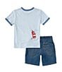 Color:Niagra - Image 2 - Levi's® Little Boys 2T-7 Short Sleeve Cookout T-Shirt and Shorts Set