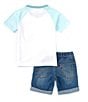 Color:Bright - Image 2 - Levi's® Little Boys 2T-7 Short Sleeve Surfing Bear Graphic T-Shirt & Shorts Set